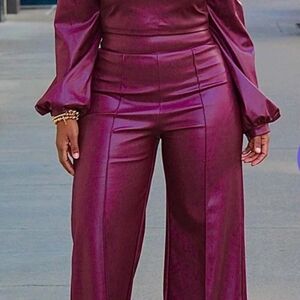 Elegant Purple Women's 2 Piece Pant Set